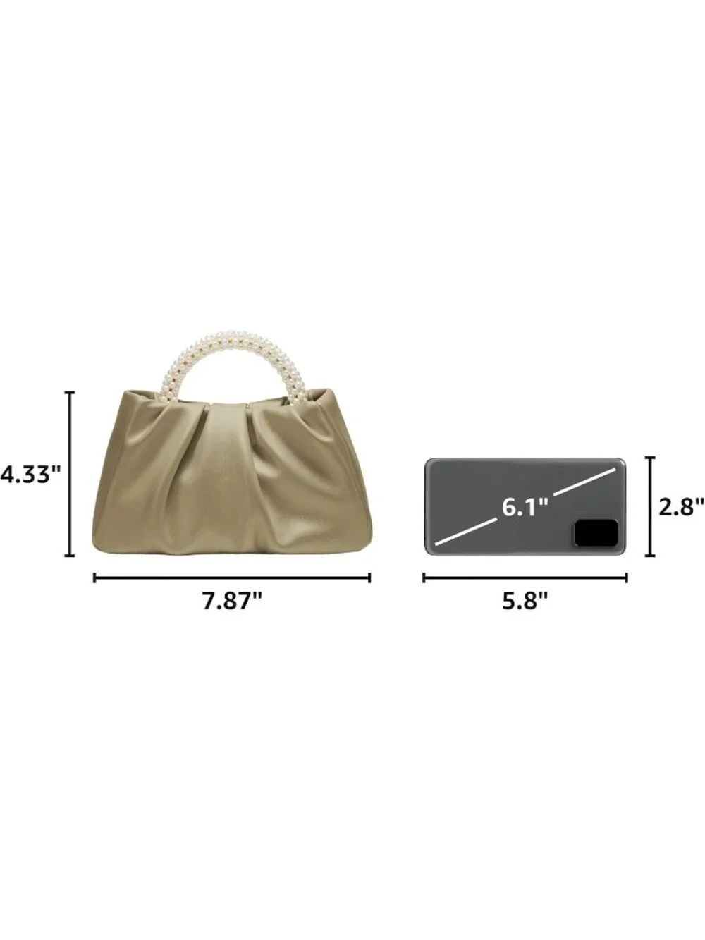 👜Women's Gold Leather Wedding Party Pearl Elegant Clutch Purse Magnetic Snap